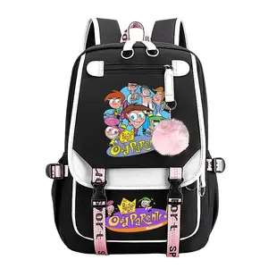 The Fairly OddParents Trendy Youth Backpack for Boys & Girls, Large Capacity Anime Aesthetic Laptop Backpack for Teens, Breathable Adjustable Straps, Aesthetic Must-Have Gift | 11.4''×18.1''