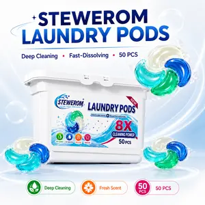 Stewerom 5-in-1 Laundry Detergent Pods, 50 Count Coconut Sea Breeze Scent, Fast-Dissolving Toss & Wash Pods for Deep Cleaning and Everyday Laundry