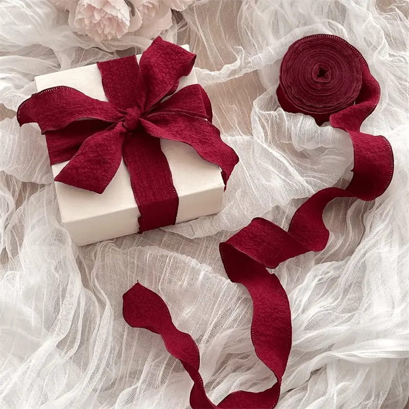 Valentine's Day Floral Wavy Crimped Ribbon - Multi-Color Flexible Bow-Making Ribbon