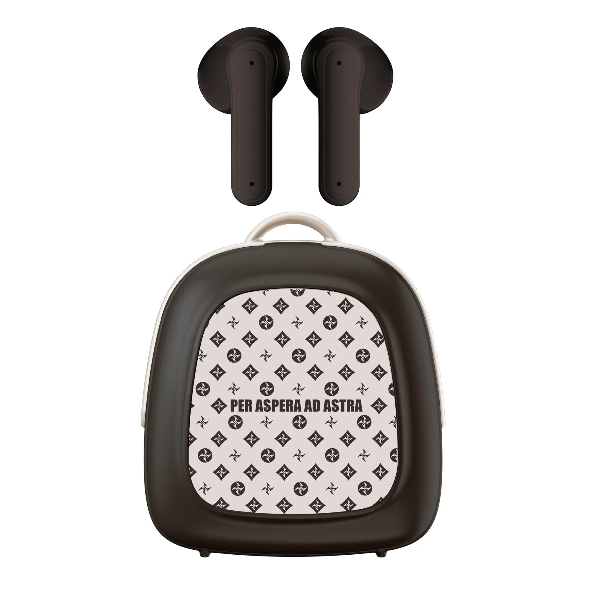 Vintage Pattern In-Ear Bluetooth Wireless Earbuds with Cute Backpack Charging Box, HIFI Stereo, Stable Connection, Long Battery Life, Comfortable Fit for Commute, Noise Reduction, Compatible with Cellphones & Tablets