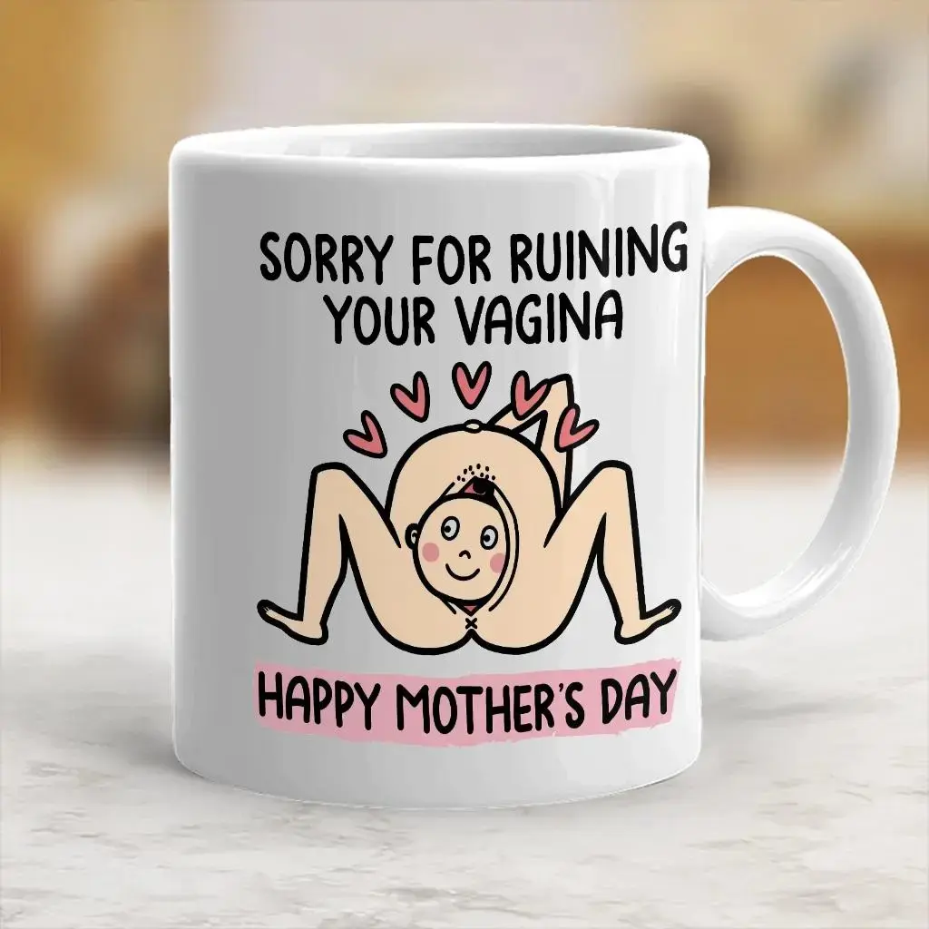 Ceramic Reusable Washable Accent Mug with Handle - Modern Cheeky Mother’s Day Gift for Coffee, Humorous Present From Son or Daughter