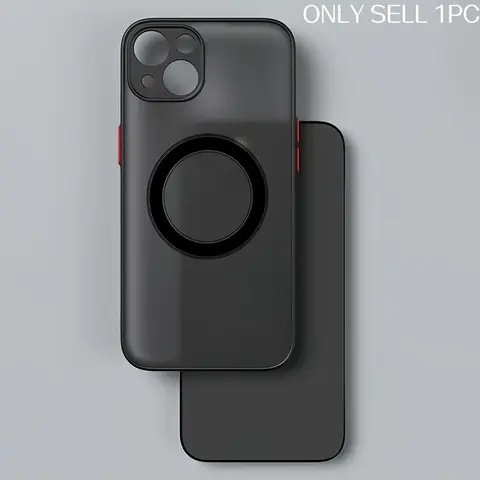 Magnetic Wireless Charging Armor Case, Matte Skin Feel Protective Phone Case, Magnetic Cellphone Cover for iPhone 11/12/13/14/15/16/17 Pro Max Contrast Button Shockproof Protector PC Camera Protection Hard Cover
