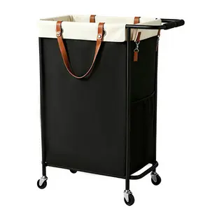 Heavy-Duty Rolling Laundry Basket Cart, Oxford Fabric Hamper with Side Mesh Pocket, Lockable Wheels & Large Capacity, Laundry Organizer for Bedroom, Bathroom