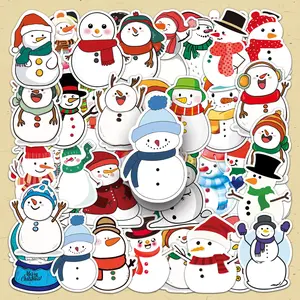 Snowman Pattern Sticker, 50pcs/set Cute Cartoon Decorative Sticker, DIY Decals for Water Bottle, Laptop, Cellphone, Phone Case, Scrapbooking, Journal Making, Accessories