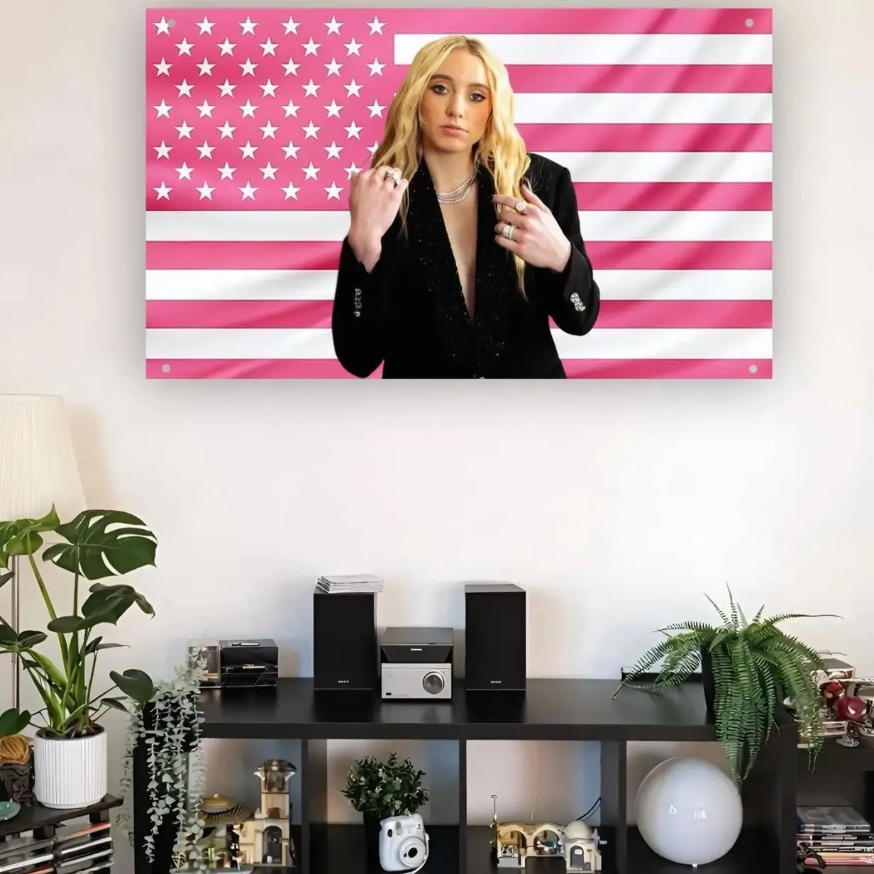 Paige Bueckers Pink USA Flag | Basketball Flag | Pink American Flag Tapestry | Sports Wall Decor | Athlete Fan Gift