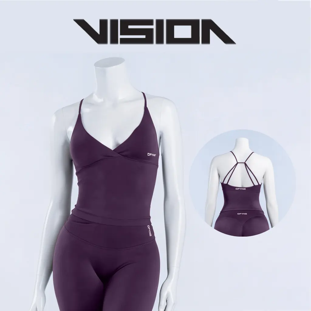 VISION Twist Front Longline Yoga Top, Medium Support Sports Bra with Fully Adjustable Straps for Women