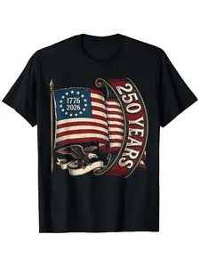 250th Patriotic American Birthday 250 Anniversary USA Flag TShirt Men's and Unisex's Four Seasons Casual Round Neck Outdoor Short Sleeved T Shirt Sizes SXXXL PLUS SIZE