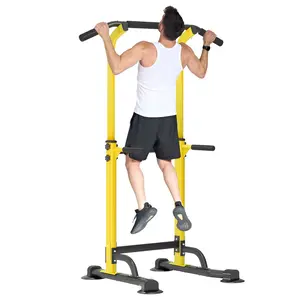 Adjustable Pull Up Bar & Dip  - 10 Height Settings, 400LBS Capacity, Multifunctional Home Gym Strength Trainer for Men & Women,Yellow+Black chest workout equipment low pulley h-shaped base smith bar height setting