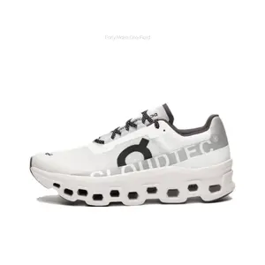 White Thick-soled Cloud Cushioning Running Shoes, Breathable Mesh Upper with Hollow Cloud Outsole Design