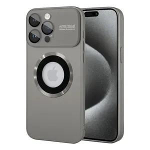 Large window frosted glass with magnetic case iPhone 13-15pro max Graphite black