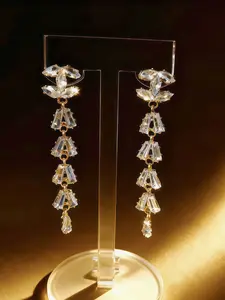 Women Copper Rhinestone Earrings, Elegant Design Sparkling Jewelry Accessory, Perfect Gift for Women & Girls, All-Season Wear