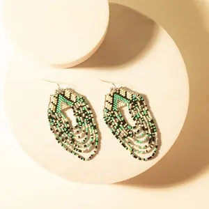 Myra Cheyenne Western Cowgirl Drape Bead Drop Earrings - Handcrafted, Bold Texture, Layered Design, Sonora Turquoise Jade Jewelry