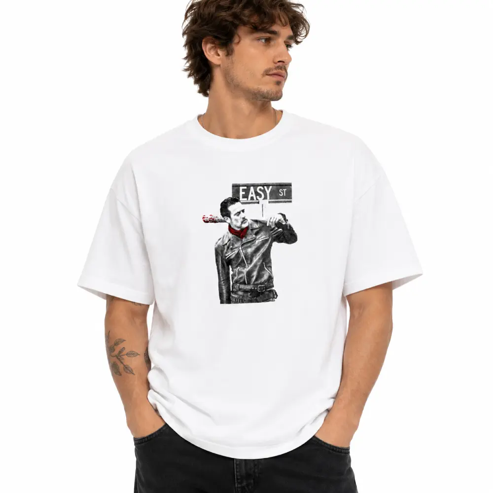 Easy Street Negan T-Shirt The Walking Dead Lucille Graphic Tee Unisex TWD Fan Shirt Cotton Fit