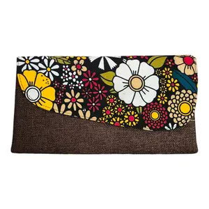 Ankara Clutch Bag Brown African Print Patch Purse for Women Cute Dinner Date Clutch Bag Stylish Evening Event Accessory with Beaded Patch Design