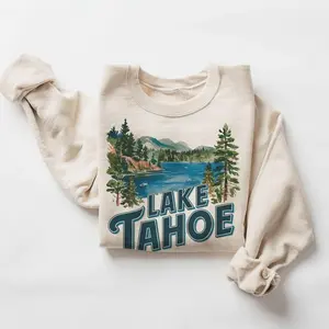 Retro Lake Tahoe Forest Scene Sweatshirt 90s Vintage California Travel Destination Cotton Pullover
