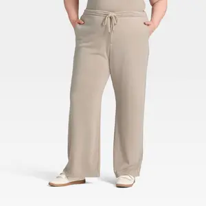 Women's High-Rise Fleece Wide Leg Sweatpants - Universal Thread Tan XXL