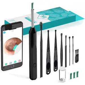 Ear Wax Removal Tool, high-Definition Otoscope, with Ear Collection Tool, 4 Ear Spoons, and 6 LED Lights for Ear Wax Cleaning, Suitable for iOS, iPad, Android (NE6-FT)