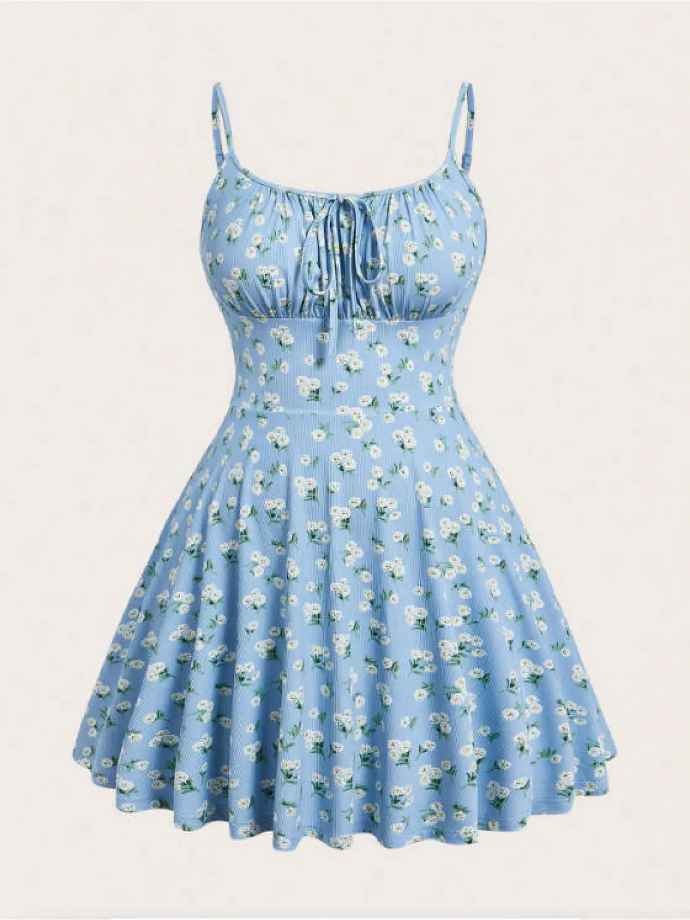 Women's Floral, Ditsy Print Knitted Bodycon Spaghetti Strap Sleeveless Skater Dress, featuring a versatile floral pattern. Perfect for sweet beach vacations, dates, concerts, this dress exudes a sexy bohemian vibe ideal for summer getaway, Casual, Boho