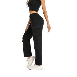 Black Cargo Work Pants for Women Daily Wear Pants