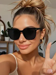 Women's Vintage Trendy Square Frame Eyeglasses, Tinted Lens Eyewear, Retro Casual Eyeglasses for Everyday Use, Fashion Accessories for Outdoor Activities