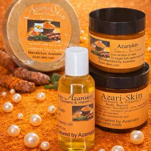 Azari-Skin Turmeric & Vitamin C Face Cream, Body Butter, and Face Soap - Target Dark Spots, Acne, and More