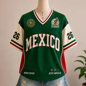 Green Mexico Soccer Mesh Jersey | Number 26 Aztec Style