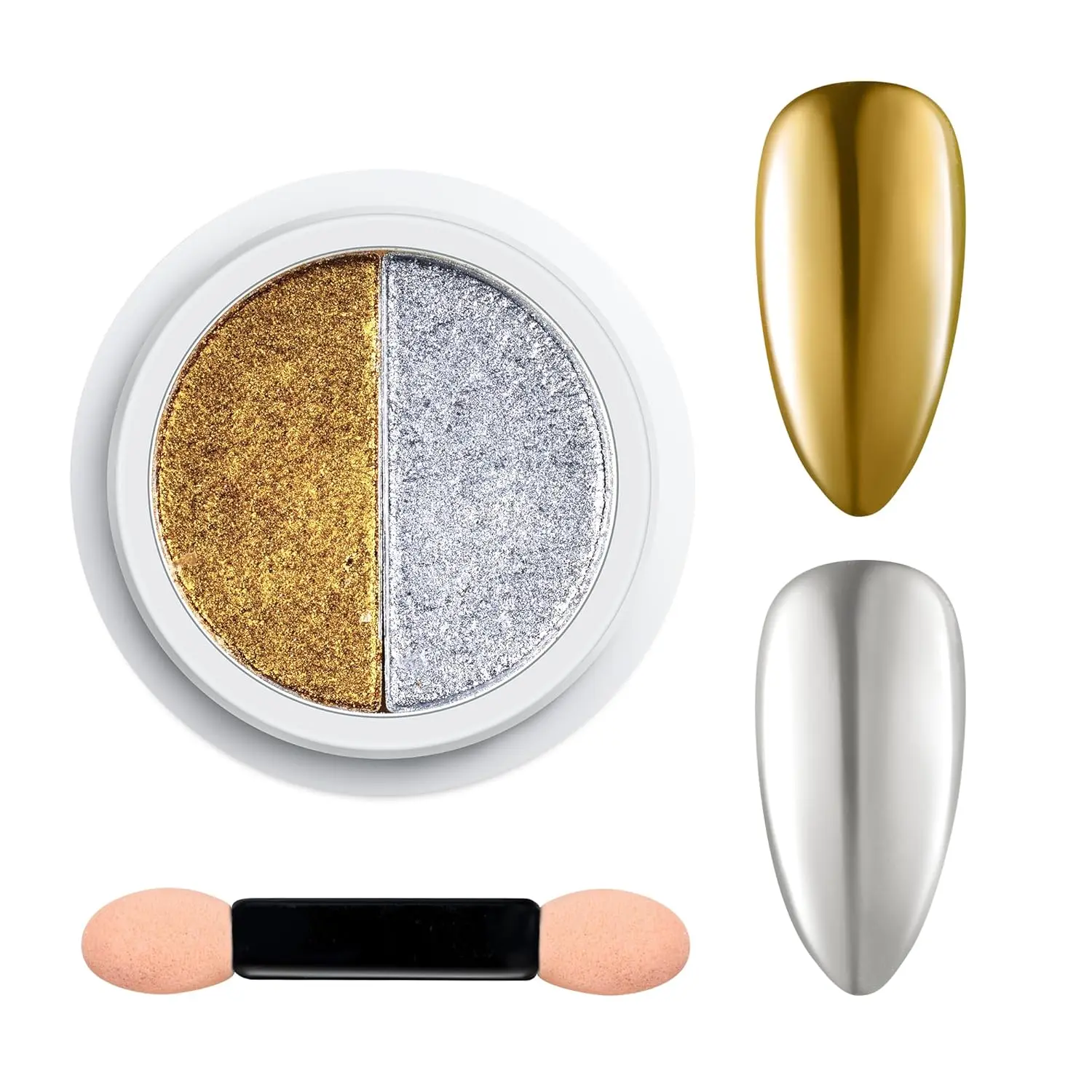 0.5g+0.5g - 2 Colors Gold & Silver Chrome Nail Powder