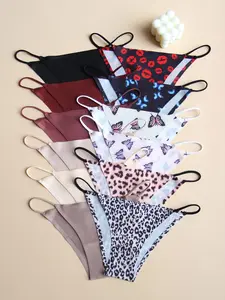 Women's Plain & Butterfly & Leopard Print Drop Waist Panty, Cute Soft Comfy Breathable Knicker for Daily Wear, Women's Underwear for All Seasons