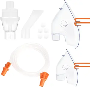 Nebulizer Tubing and Mouthpiece Replacement Kit, Universal Compressor Nebulizer Accessories Set with Adult Mask, Child Mask, Mouthpiece, Air Tube and Filters, Replacement Parts for Home Nebulizer Machine