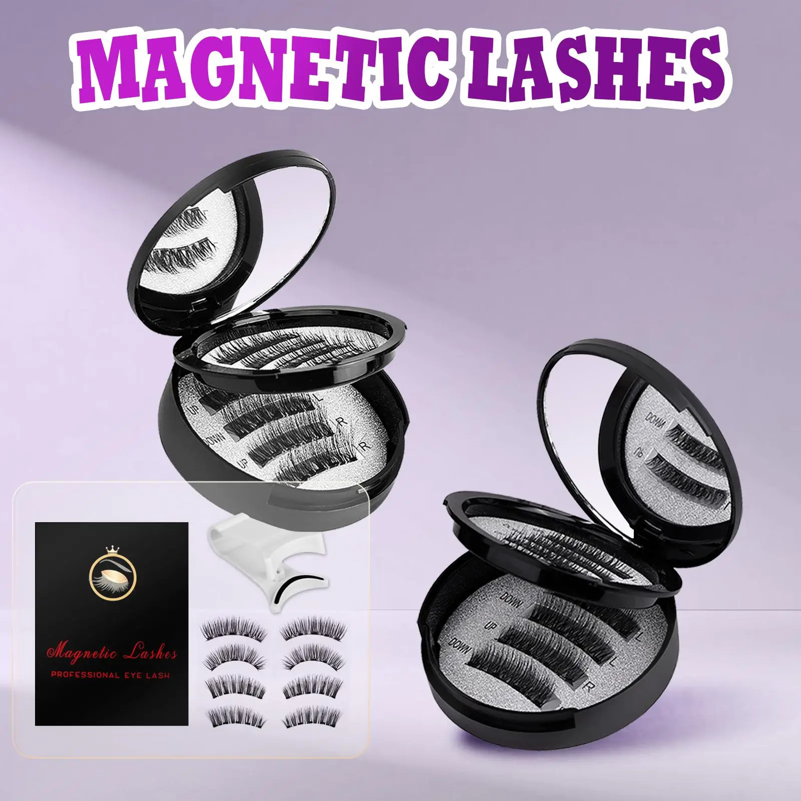 Magnetic Eyelashes Set - Eyelash Curlers with Eyebrow Kit Spiky Eyelash Cluster with Applicator Eyelash Extensions Glue-Free Waterproof Lightweight