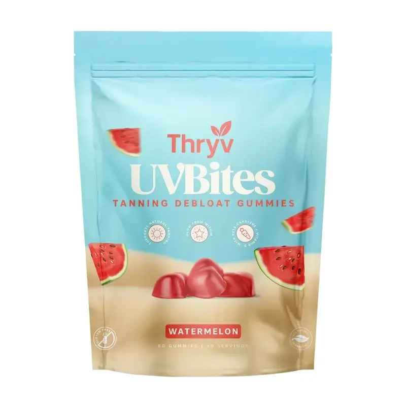 UVBites Tanning Debloat Gummies, Natural Tanning Debloat Supplement with Astaxanthin & Beta Carotene, Beauty Supplement Vitamin For Adults