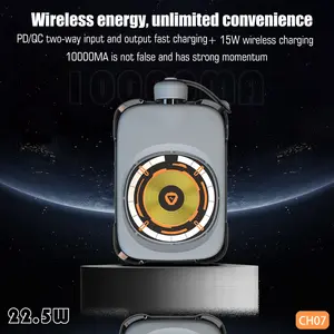 Ultra-Portable 10000mAh Wireless Power Bank – Fast Charging & Waterproof Lithium Micro Phone Socket Smartphone Chargeable iphone 12-16 series White battery pack portable charger magsafe charger