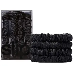 Slip Silk Skinny Scrunchies  - Elastic Scrunchies Set (Set Of 4) - Black 850004304006