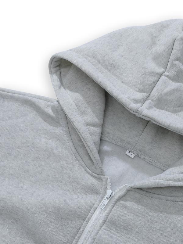 Women's Cropped Zip Hoodie Coat, Regular Fit Casual Streetwear Top, for Fashion Daily Wear