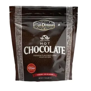 Vida Divina Hot Chocolate Premium Flavored Drink Infused with Resin 320mg Per Serving 16 Sachets 17 oz