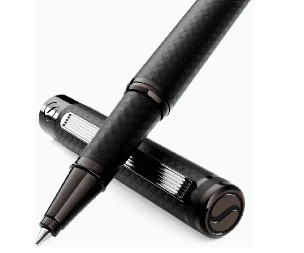 Scriveiner Silver Chrome Rollerball Pen - Stunning Luxury Pen, Real Gold Plating, Schmidt Ink Refill, Best Roller Ball Pen Gift Set for Men & Women, Professional, Executive Office, Fancy Pens