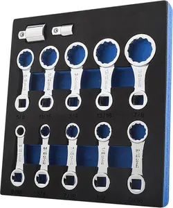 Gunpla 12Pcs SAE Torque Adapter Set | 3/8" Drive 12-Point Extension Wrenches | Heavy Duty Chrome Moly Steel for Precision Calibration & Tight Space Fastening | with EVA Storage Case