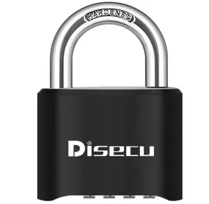 1 Pack disecu Heavy Duty 4 Digit Combination Lock, Outdoor Waterproof Padlock for School Gym Locker, Storage Unit, Fence, Gate, Toolbox (Black)
