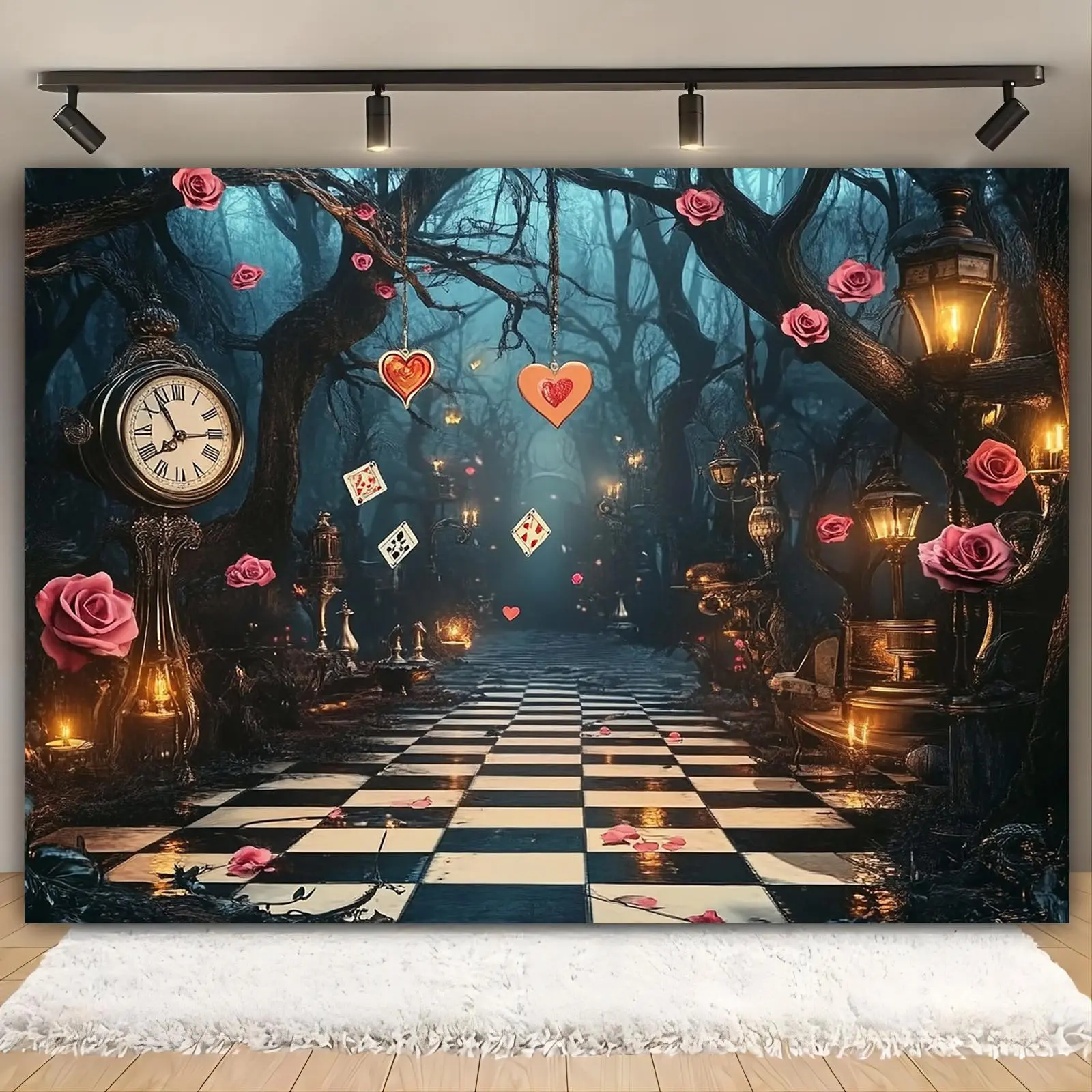 Wonderland Theme Party, 1 Count Multi-size Photo Props Background Cloth, Photo Backdrops, Wall Hanging Backdrop, Indoor and Outdoor Home Background Decoration, Party Decoration Supplies, Party Decorations Banners, Ornaments