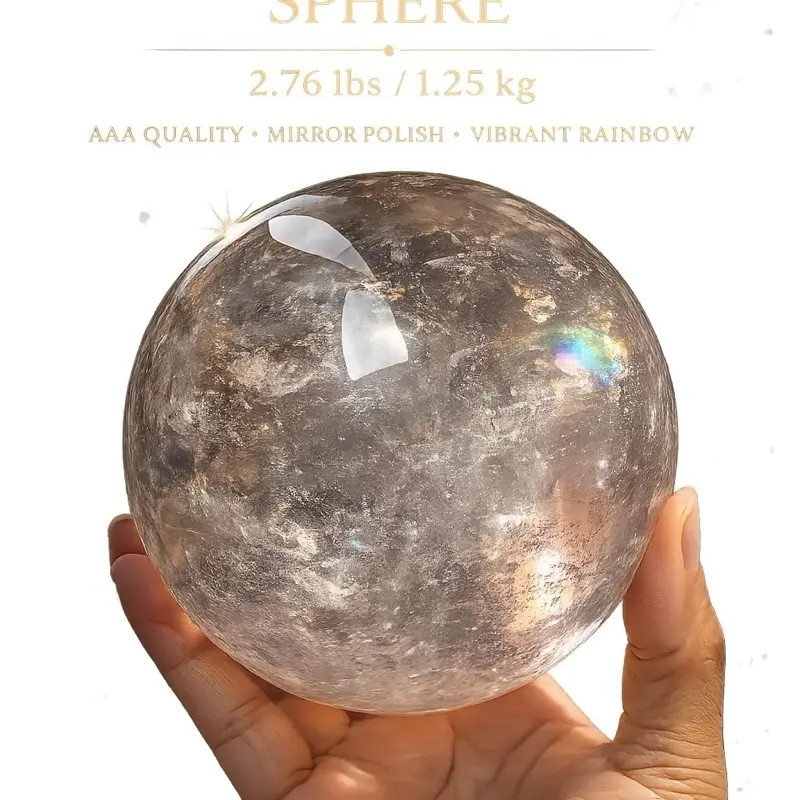 Lela's Gem StoneZ AAA Natural Clear Quartz Rainbow Sphere 2.76 lbs Premium Collector Display Mirror Polish One-of-a-Kind Luxury Crystal Home