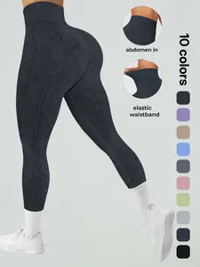Women's Seamless High-Waist Yoga Workout Pants, Sand Washed Comfortable Fit, Breathable Fabric for Gym and Yoga, All-Season Casual Trousers