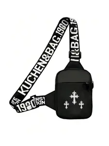 Men's Waist Bag, Zipper Belt Bag, Crossbody Bag, Solid Color, Simple, Versatile, Cartoon, Gothic Cross, Graffiti, Hip-Hop, Sports, Street, Casual, Travel, Vacation, Christian Bag, Belt Bag, Zipper Fanny Pack
