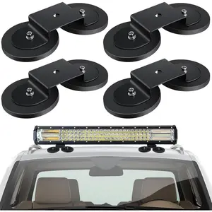 4 Pcs Magnetic Light Bar Mounts Universal Magnet Mount Holder with Rubber Pad for Off Road SUV Truck Lamp Roof Bar Fog Light