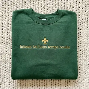 Embroidered Mardi Gras Sweatshirt, Minimalist NOLA Sweater, Vintage French Quote Pullover, Cajun Culture Gift, Fat Tuesday Outfit