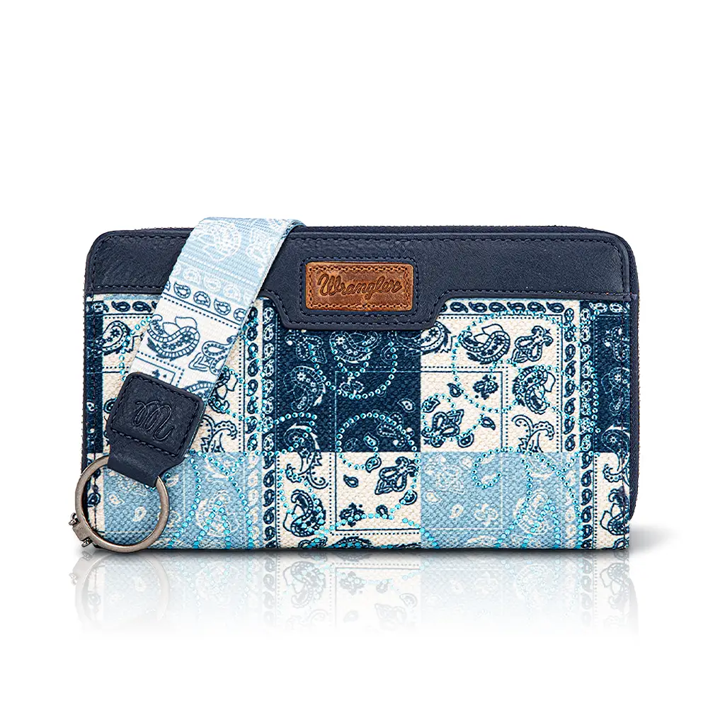 Wrangler [Live] Bling Rhinestone Zipper-enclosed Party Wallet Wristlet Clutch with Multi Slots Organizerfor Credit Cards