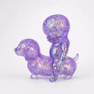 2 Pack Cute Puppy Stress Relief Toys for Kids Gift Educational Sensory Fidget Toys Mega Glitter Squishy Baby Toy