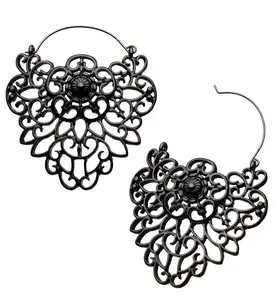 Black Filigree Plug Hoops