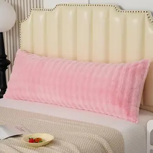 Faux Fur Body Pillowcase, Luxury Bubble Waffle Carved Plush Long Size 21"x54" Body Pillow Cover for Adults and Children Soft and Furry, Zipper Closure, Pink