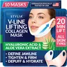 STYLIA V Line Lifting Collagen Mask - Lift, Firm & Contour Jawline - Tightening Double Chin Strap with Hyaluronic Acid & Aloe - Neck Lift & Face Tightening Mask - Jawline Shaper Face Lift Tape Body Care Hydrating Moisturize Sensitive