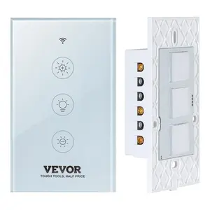 VEVOR WiFi Smart Light Dimmer Switch, 100-250V AC Wi-Fi 2.4GHz, 15 to 85 Stepless Dimming LED Dimmable Smart Switch with Touch Panel, App Remote Control Voice Compatible with Alexa Google HomeVEVOR Super Brand Day